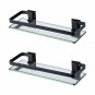 KES Bathroom Glass Shelf Aluminum Black Extra Thick Tempered Glass Rectangular 1