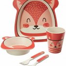 Boston Warehouse Lil'Bit Natural Bamboo Dinnerware, 5-Piece Set, Fox