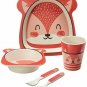 Boston Warehouse Lil'Bit Natural Bamboo Dinnerware, 5-Piece Set, Fox