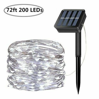 LiyuanQ Solar String Lights, 200 LED Solar Fairy Lights 72 Feet 8 Modes Silver W
