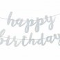 Silver Glittery Happy Birthday Banner for Birthday Party Baby Shower Anniversary