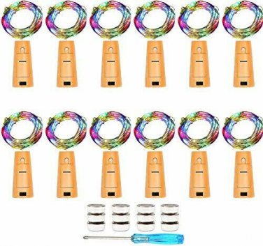 Cooo 12 Lamp Sets Wine Bottle lamp Sets, Cork Light Sets - Multicolor