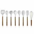 Cook with Color 8 Pc Non Stick Silicone Utensil Set with Rounded Wood Handles fo