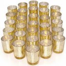 LETINE Gold Votive Candle Holders Set of 36 - Speckled Mercury Gold Glass Candle