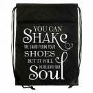 Beach Shake Sand Black & White Denier Nylon Drawstring Style Gym Sling Tote Bag