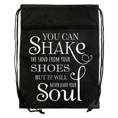 Beach Shake Sand Black & White Denier Nylon Drawstring Style Gym Sling Tote Bag