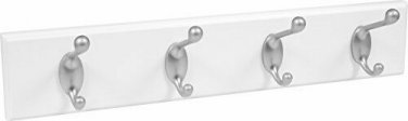 High & Mighty 515703 Tool Free Coat Rack with 4 Hooks, 18", White