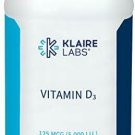 Klaire Labs Vitamin D3 5000 IU - High Potency 125 mcg (100 Capsules)