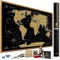 MyMap Gold Scratch Off World Map Wall Poster with US States, 35x25 inches, Inclu