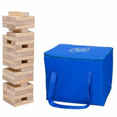 Giant Tumbling Stacking Game - 60pc Jumbo Set w Carrying Bag - Outdoor Wood Towe
