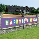 Purple Happy 16th Birthday Banner, 16th Birthday Party Sign, 16 Bday Party Suppl