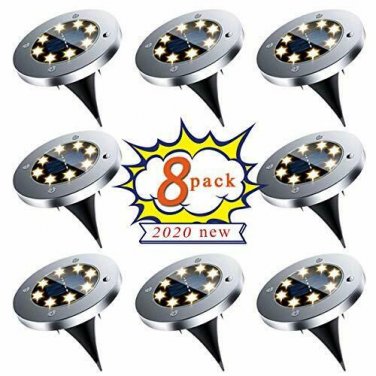 VIBOOS Solar Ground Lights, Upgraded Outdoor Garden Waterproof Bright in-Ground