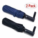 PFFY 2 PCAK Compact Travel Umbrella Windproof Collapsible 10 RIBS Auto Open & Cl