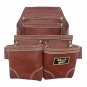 Leather Gold Nail Pouch | Leather Tool Pouch 3350DP, 5 Pockets, Brown, Oil-Tanne