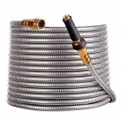 scriptract 50’304 Stainless Steel Garden Hose with Free Removable Brass Nozzle L