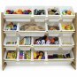 Humble Crew Extra-Large Toy Organizer, 16 Storage Bins, Universal, Natural/White