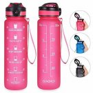 Opard 32oz Sports Water Bottle With Motivational Time Marker to Drink, Reusable