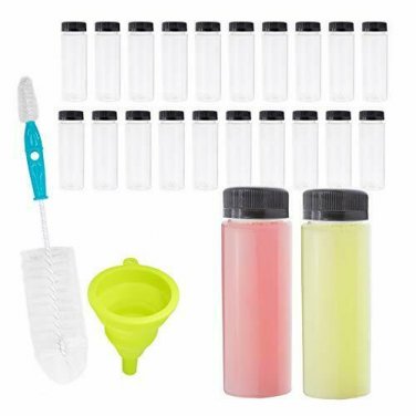 Empty PET Plastic Juice Bottles - Pack of 20 Round Reusable Clear Disposable Mil