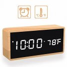 Upgraded Digital Alarm Clock, with Wooden Electronic LED Time, 3 Alarm Settings,