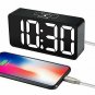 DreamSky Compact Digital Alarm Clock with USB Port for Charging, Adjustable Brig