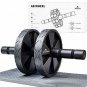 Amonax Ab Wheel Roller with Large Knee Mat for Core Abs Rollout Exercise. Double