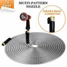 FIXKIT 304 Stainless Steel 75ft Garden Hose, Flexible Premium Water Hose with Up