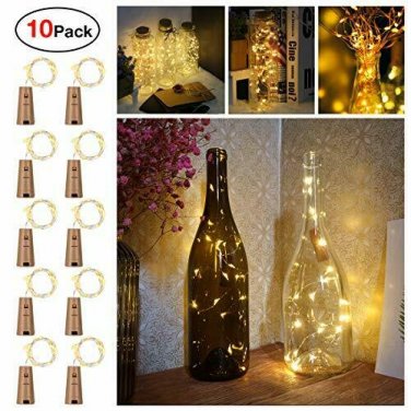 Sanniu Bottles Lights, 10 PacksCork Copper Starry Wine Bottle Fairy Lights for B