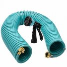 AUTOMAN-Garden-Water-Hose-Recoil,50 Feet EVA Curly Water Hose with Brass Connect
