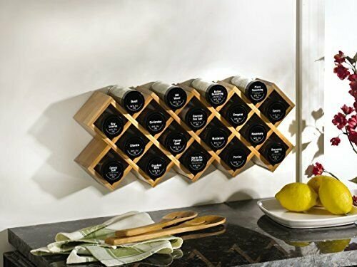 Kamenstein 5085178 Criss Cross 18 Jar Bamboo Countertop Spice Rack