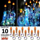 Wine Bottle Lights with Cork, 10 Pack 20 LED Torch Bottle Cork Lights Battery Op
