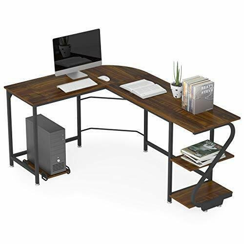 WeeHom Reversible L Shaped Desk with Shelves Modern Corner Gaming