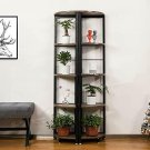 VIVOHOME 2 PCS 5-Tier Corner Shelves, Industrial Wood Plant Stand Storage Rack w
