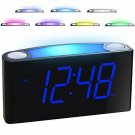 Alarm Clock for Bedrooms - 7 Color Night Light,2 USB Chargers, 7” Large LED Disp