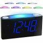 Alarm Clock for Bedrooms - 7 Color Night Light,2 USB Chargers, 7” Large LED Disp