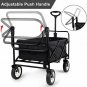 BEAU JARDIN Folding Push Wagon Cart Collapsible Utility Camping Grocery Canvas F