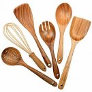 Wooden Utensils for Kitchen,6 Pack Wooden Spoons for Cooking Natural Teak Wood S