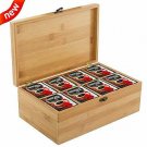 Bamboo Tea Box Organizer with Lid and Stylish Lock, Natural Wood Tea Bag Holder