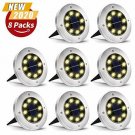 Solar Ground Lights, 8 LED Solar Garden Lights, Outdoor Solar Disk Lights, Water