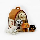Plush Dog House -Five (5) Stuffed Animal Dogs (Dalmation, Yellow Lab, Rottweiler
