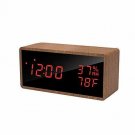 meross Wood Digital Alarm Clock for Bedrooms, Real Wood, Time Temperature Humidi