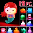 Laxdacee Bath Toy, 12 Pack Light up Animal, Floating Rubber Auto Flashing Color