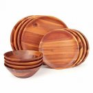 Aidea Wood Dinnerware Set 12pcs Acacia wood Tableware Set, Service for 4