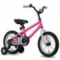 Pluto Kids Bike with Training Wheels 14 inch for Girls 3-5 years, Pink