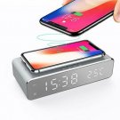 Docreate Digital Alarm Clock with Wireless Charger,LED Desk Alarm Clock with The