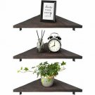 Mkono Corner Wall Shelf 3 Set Wood Floating Shelves with Brackets Rustic Organiz