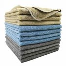 Polyte Microfiber Cleaning Towel (16x16, 12 Pack Professional, Blue,Camel,Gray)