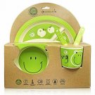 GreenFun Bamboo Kids Dinnerware Set Biodegradable BPA Free 5 Pieces Plate Bowl C