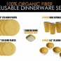 Earth&acirc;��s Dreams Reusable Bamboo Dinnerware Set for 4 Guest [17 Pieces] - Bamboo F