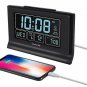 DreamSky Auto Set Digital Alarm Clock with USB Charging Port, 6.6 Inch Large Scr