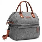Lokass Lunch Bags for Women Wide Open Insulated Lunch Box With Double Deck Large